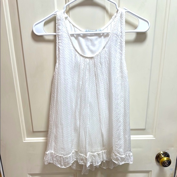 Tendenze White Polka Dot Ruffle Silk Babydoll Sleeveless Top size S - Picture 1 of 6